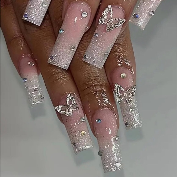 24PCS Handmade Ombré Glitter Butterfly Rhinestone long Lasting Full Coverage🦋 - Picture 3 of 6